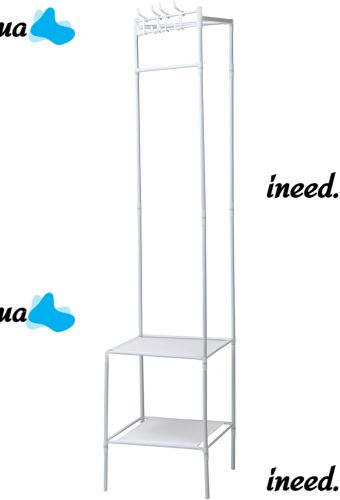 Угловая вешалка для одежды Corner Coat Rack TM2-202 вертикальная стойка с крючками для хранения вещей и двумя полками для обуви 170х43 см White