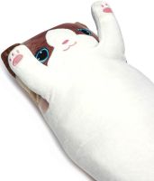 Мягкая плюшевая игрушка-подушка Кот Батон 130 см White детская подушка обнимашка котик, игрушечный длинный антистресс кот-батон от 3-х лет Белый