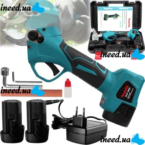 Аккумуляторный электросекатор Makita DUP265Z 12V 5AH Li-Ion садовый секатор для обрезки веток и деревьев с 2 аккумуляторами в кейсе 12В