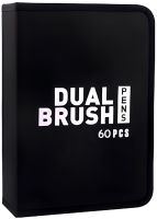 Набор акварельных маркеров-линеров для рисования Dual Brush 60 шт комплект двухсторонних скетч маркеров кистей на водной основе в пенале 60 цветов