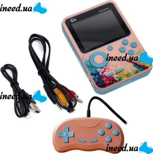 Портативная игровая мини консоль с джойстиком Game Player G5 на 500 встроенных игр, карманная ретро приставка к телевизору AV Micro USB Розовая