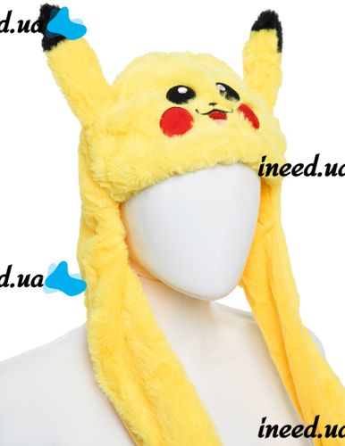 Светящаяся Зверошапка Bambi, Pikachu ZB-15 с длинными двигающимися ушками и светодиодной LED подсветкой, детский карнавальный головной убор игрушка ZB-16