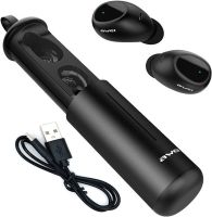Беспроводные Bluetooth наушники с кейсом Awei T5 Black вакуумные наушники-гарнитура с шумоподавлением и микрофоном блютуз в чехле док-станция Черные