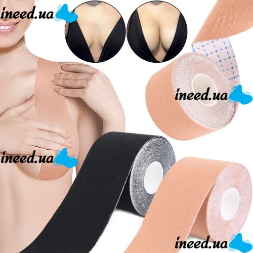 Invisible Bra Boob Tape Pasties AND-2-10 Fabric Kinesiotape with Push-up Strapless Breast Modeling, Kinesiological Body Tape