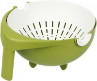 Double Colander with Bowl Mesh Strainer Drain Basket JM-615 2 in 1 Drain Bowl-Colander with Sieve, Plastic Bucket for washing fruits and vegetables Green
