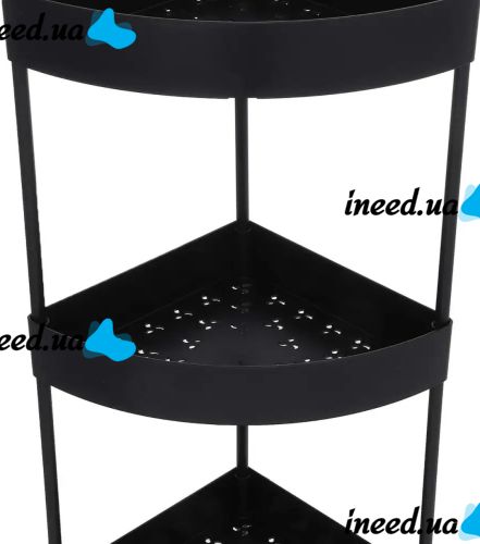 Угловая стойка в ванную Shoe Rack 107-3 напольный органайзер стеллаж с полочками 4 яруса на колесиках 88х34х25см полка для хранения и на кухню Черная
