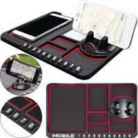 Anti-slip Car Mat Organizer Scratch mat HA-20 4in1 for Car Dashboard, Holder Stand for Phone and Cards Red