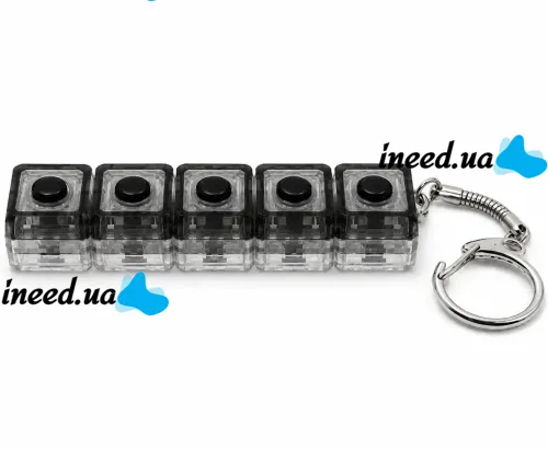 Брелок антистресс кейкап Switch Keychain SK-04 игрушка кликер с 4 механическими клавишами, карабином для ключей и RGB подсветкой Черная Jedel