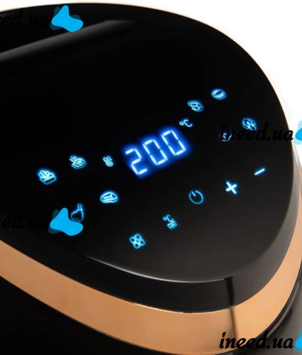 Безмасляная аэрогриль RAF Air Fryer R.5234B на 5.8 л электрическая воздушная аэрофритюрница для приготовления еды без масла 7 программ 1500W Черная
