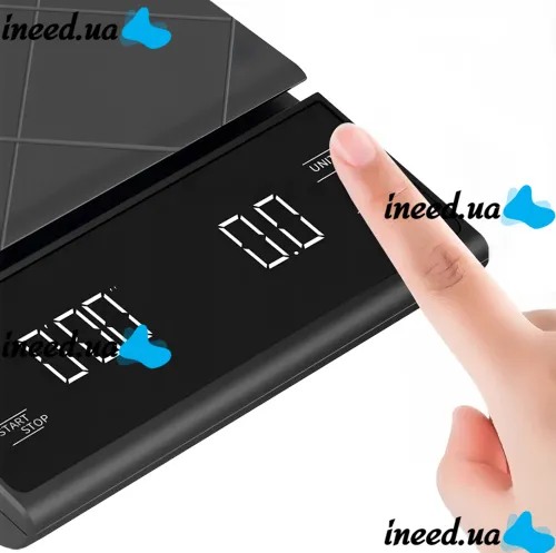 Кухонные сенсорные весы Coffee Scale EK6012 до 5 кг, аккумуляторные весы для взвешивания кофе с LED-дисплеем, таймером и плоской платформой 4058