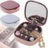 Органайзер для бижутерии с зеркалом Jewerly Storage Box LD-988 дорожная мини шкатулка на 7 отделений для украшений и ювелирных изделий 10х10 см