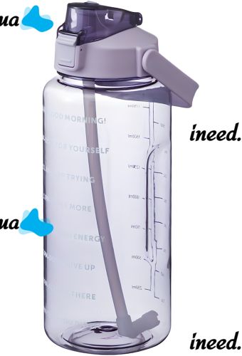Спортивная бутылка с поилкой для воды Water Bottle Large Gym 2л портативная герметичная бутылка с таймером, соломинкой и ручкой для занятий спортом