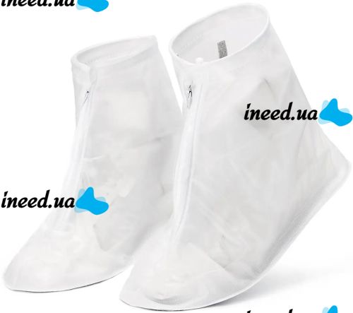 Многоразовые бахилы для обуви Adult Shoe Cover водонепроницаемые защитные чехлы дождевики на молнии с протектором от дождя и грязи Прозрачные