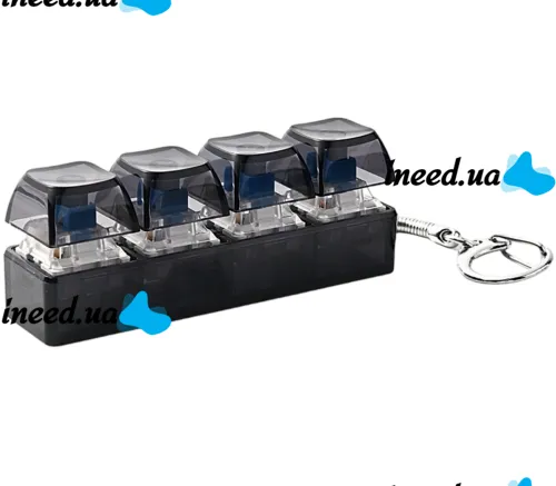 Брелок антистресс кейкап Switch Keychain SK-04 игрушка кликер с 4 механическими клавишами, карабином для ключей и RGB подсветкой Черная Jedel
