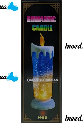 Ночник свеча Romantic Candle H-86 декоративная масляная свечка со снегом и блестками, светильник со светодиодной LED подсветкой на батарейках RGB