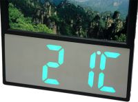 Настольные электронные часы с фоторамкой DS-6608 с зеленой LED подсветкой, светодиодные проводные с будильником и термометром от сети Черные