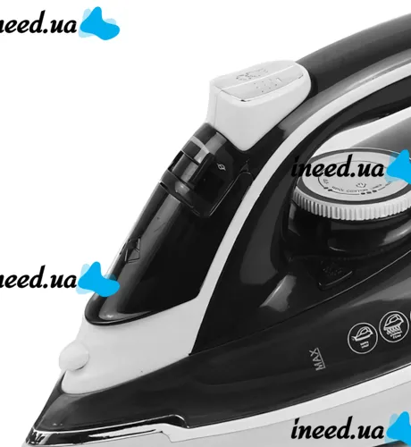Operatec OP-1006 2200W manual steam iron with ceramic soleplate and steam regulator for ironing and steaming clothes from the mains Black