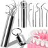 Dental Toothpick Set 7 in 1 Portable Set of Dental Cleaning Tools for Oral Care in a Metal Case
