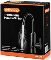 Проточный водонагреватель Delimano RX-011 Black цифровой бойлер с нижним подключением 3200W электрический нагреватель воды на кран с LCD дисплеем