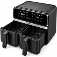 Двойная аэрогриль мультипечь Skyberg SB-317 10 л 4800W сенсорная двухкамерная аэрофритюрница с 2 корзинами, таймером и регулировкой температуры