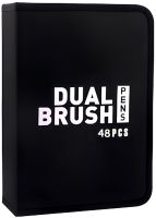 Набор акварельных маркеров-линеров для рисования Dual Brush 48 шт комплект двухсторонних скетч маркеров кистей на водной основе в пенале 48 цветов 