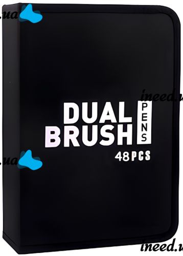 Набор акварельных маркеров-линеров для рисования Dual Brush 48 шт комплект двухсторонних скетч маркеров кистей на водной основе в пенале 48 цветов 