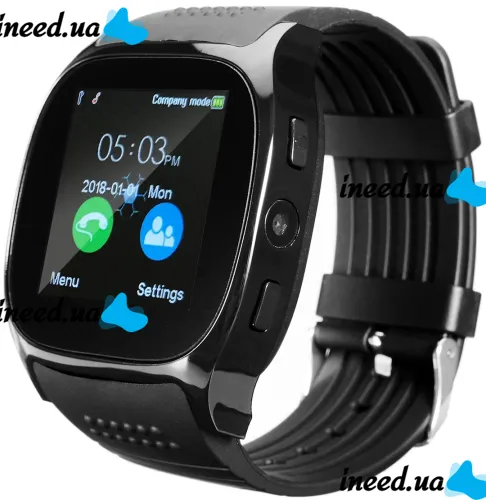 Наручные Смарт часы Smart Watch T8 Black c камерой, диктофоном и фитнес трекером, аккумуляторные умные Bluetooth часы с пульсометром Черные