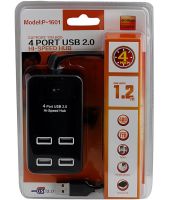 Розгалужувач Hi-Speed Hub 4 Port USB 2.0 P-1601 хаб концентратор із вимикачем на 4 юсб порти до 480 Мбіт/с для комп'ютера і ноутбука Чорний