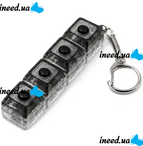 Брелок антистресс кейкап Switch Keychain SK-04 игрушка кликер с 4 механическими клавишами, карабином для ключей и RGB подсветкой Черная Jedel