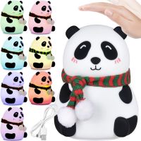 Детский настольный ночник Losso LJC-142 Panda силиконовый светодиодный RGB светильник, беспроводная LED лампа Панда 7 режимов на аккумуляторе USB