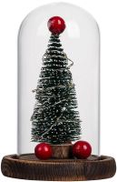 Новогодняя елка в стеклянной колбе 15 см Christmas Light с LED гирляндой и шарами, настольный декоративный рождественский ночник на батарейках