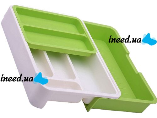 Универсальный раздвижной органайзер Expandable Drawer Organizer 34Х36.5Х5.5 см для кухонных столовых приборов, ложек и вилок в выдвижной ящик