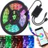 USB Bluetooth світлодіодна стрічка Rope-Lights RGB SMD5050 5 м IP65 з управлінням від телефону різнобарвна з контролером в силіконі Чорна SMD-5050