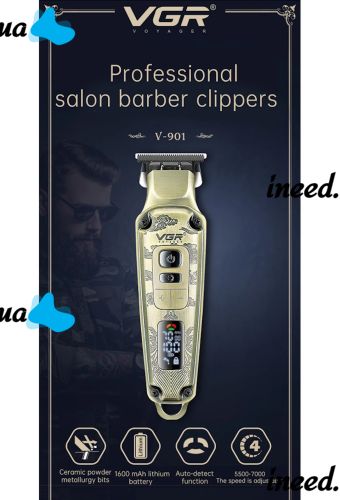 Аккумуляторная машинка для стрижки волос VGR V-901 5W беспроводной мужской триммер для стрижки и окантовки бороды и усов со сменными насадками V901