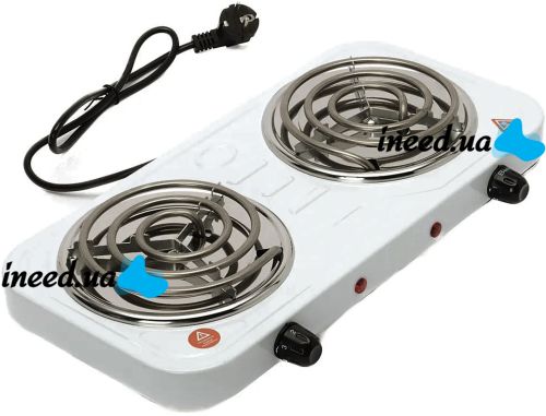 Настольная двухконфорочная электроплита Hot Plate Electric Cooking JX-2020B спиральная плита на 2 конфорки 5 режимов 2000W с термостатом индикатором