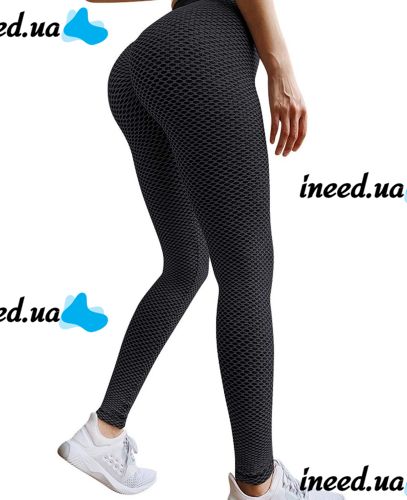 Женские спортивные леггинсы Staples Scrunch Bum Черные с завышенной высокой талией и эффектом пуш-ап утягивающие бесшовные лосины для фитнеса push up
