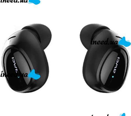 Беспроводные Bluetooth наушники с кейсом Awei T5 Black вакуумные наушники-гарнитура с шумоподавлением и микрофоном блютуз в чехле док-станция Черные