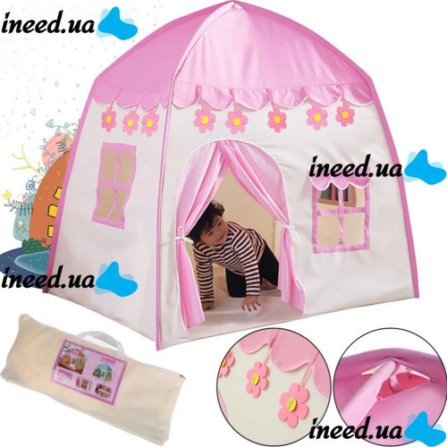 Children's play tent in the form of a Garden Play Tent 130x130x100 cm with Windows for home and street, Play tent for children with a bag Pink