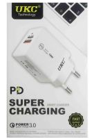 Сетевое зарядное устройство Fast Charge USB Type-C UKC PD-889 Black блок питания на 2 порта, адаптер зарядка для телефона смартфона Android Черный