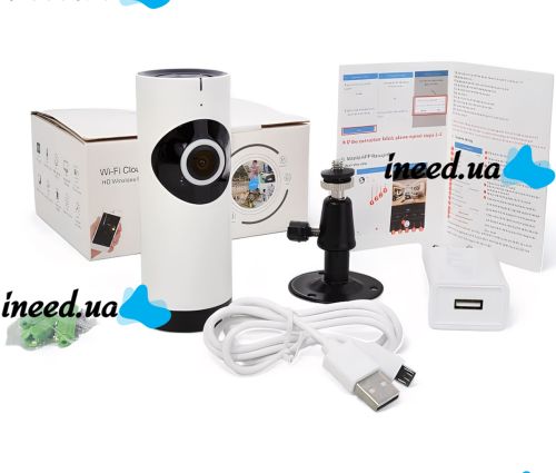 Панорамная беспроводная IP камера Camera Cad 1315 настольная WiFi камера видеонаблюдения рыбий глаз с креплением, видеорегистратор DVR MicroSD