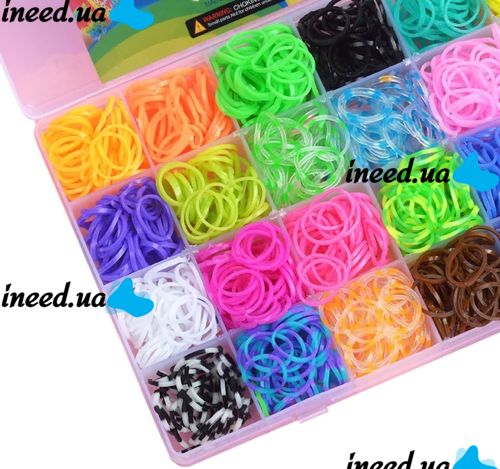 Набор резинок для плетения браслетов Band Accessory Case NR-2 комплект с крючком и держателем для рукоделия и творчества 1500 штук в кейсе от 3-х лет