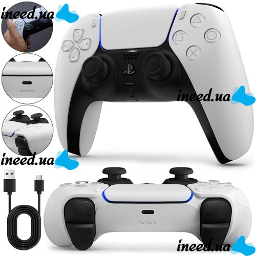 Беспроводной джойстик геймпад Sony PlayStation DualSense для PS5 аккумуляторный игровой контроллер с микрофоном и вибрацией для приставки и ПК White