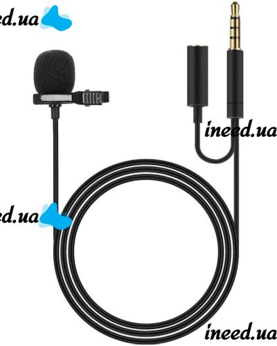 Microphone Lapel for Lavalier Micro Phone JH-043-A 3.5AUX Wired Chest Lapel with Clip Clip and Headphone Jack Black
