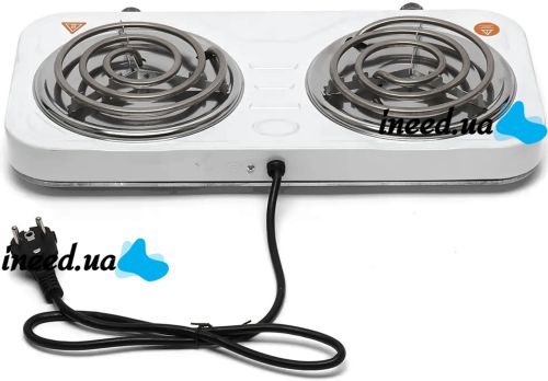 Настольная двухконфорочная электроплита Hot Plate Electric Cooking JX-2020B спиральная плита на 2 конфорки 5 режимов 2000W с термостатом индикатором