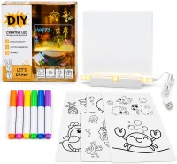 Акриловая LED доска для рисования Drawing Board T-466 светодиодный настольный ночник на подставке с подсветкой и маркерами для заметок 15х15 см USB