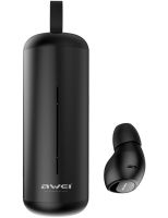 Беспроводные Bluetooth наушники с кейсом Awei T5 Black вакуумные наушники-гарнитура с шумоподавлением и микрофоном блютуз в чехле док-станция Черные