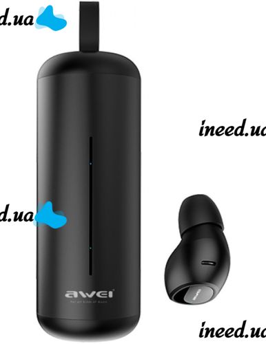 Беспроводные Bluetooth наушники с кейсом Awei T5 Black вакуумные наушники-гарнитура с шумоподавлением и микрофоном блютуз в чехле док-станция Черные
