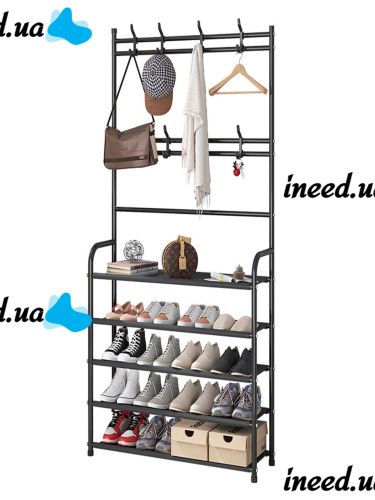 Підлогова вішалка для одягу в передпокій New simple floor clothes rack 60х29, 5х151 см Універсальна металева пересувна стійка Універсальна металева пересувна стійка Чорна