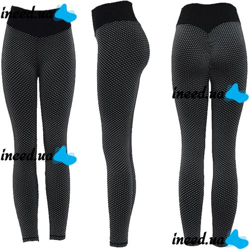 Женские спортивные леггинсы Staples Scrunch Bum Черные с завышенной высокой талией и эффектом пуш-ап утягивающие бесшовные лосины для фитнеса push up