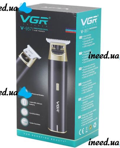 Профессиональная беспроводная машинка VGR V-957 для стрижки волос и бороды, Аккумуляторный USB триммер для окантовки и ухода за бородой и усами V 957